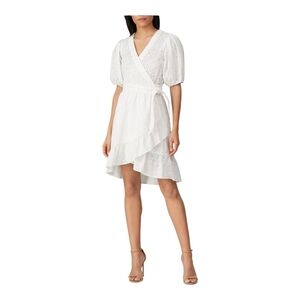 Scotch & Soda Broderie Anglaise Wrap Cotton Dress in White Size Med